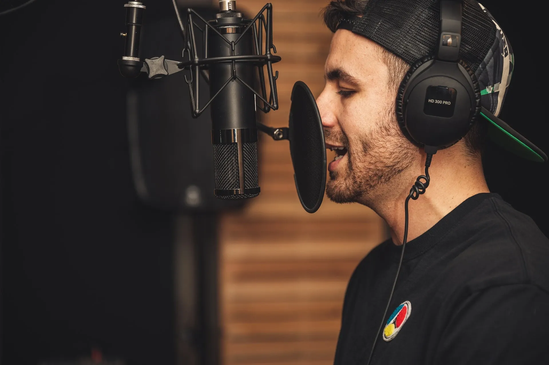 man speaking into microphone